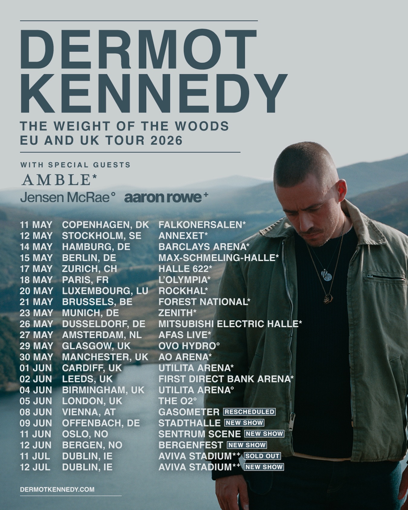 Dermot Kennedy The Weight of the Woods Tour Poster 2026